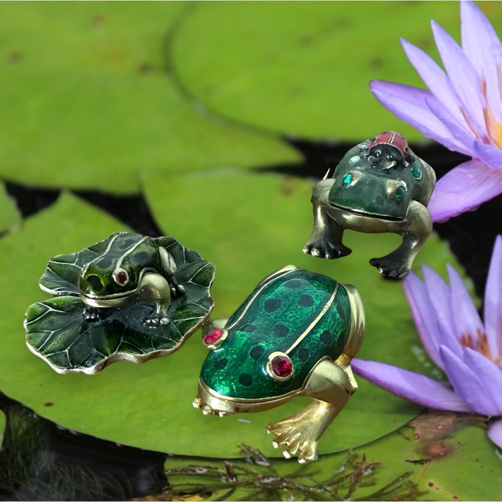 Set of 3 Frog trinket boxes